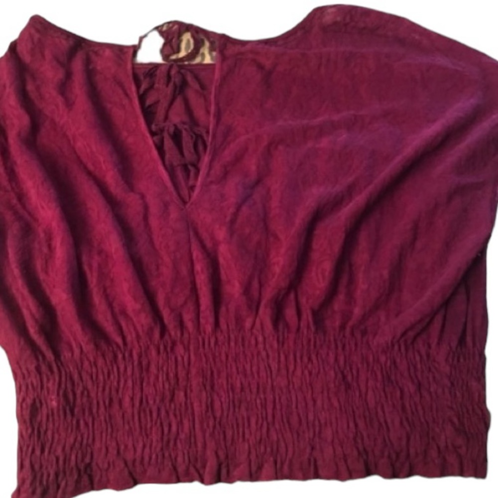 Free People size medium dark pink top with open back runs large NWT - Picture 12 of 12